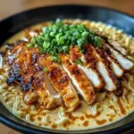 Fiery Chicken Ramen with Creamy Garlic Sauce