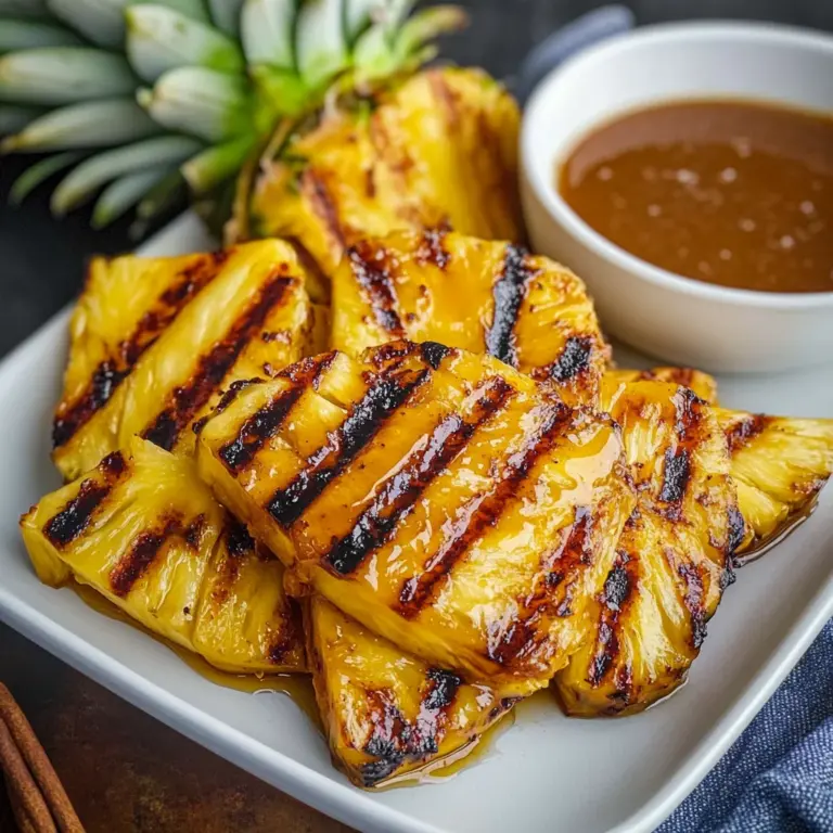 Grilled Pinapple with Cinnamon Honey Drizzle