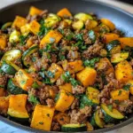 Ground Beef Zucchini Sweet Potato Skillet
