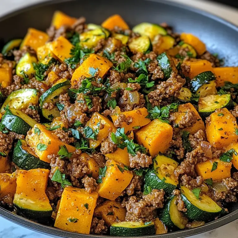 Ground Beef Zucchini Sweet Potato Skillet