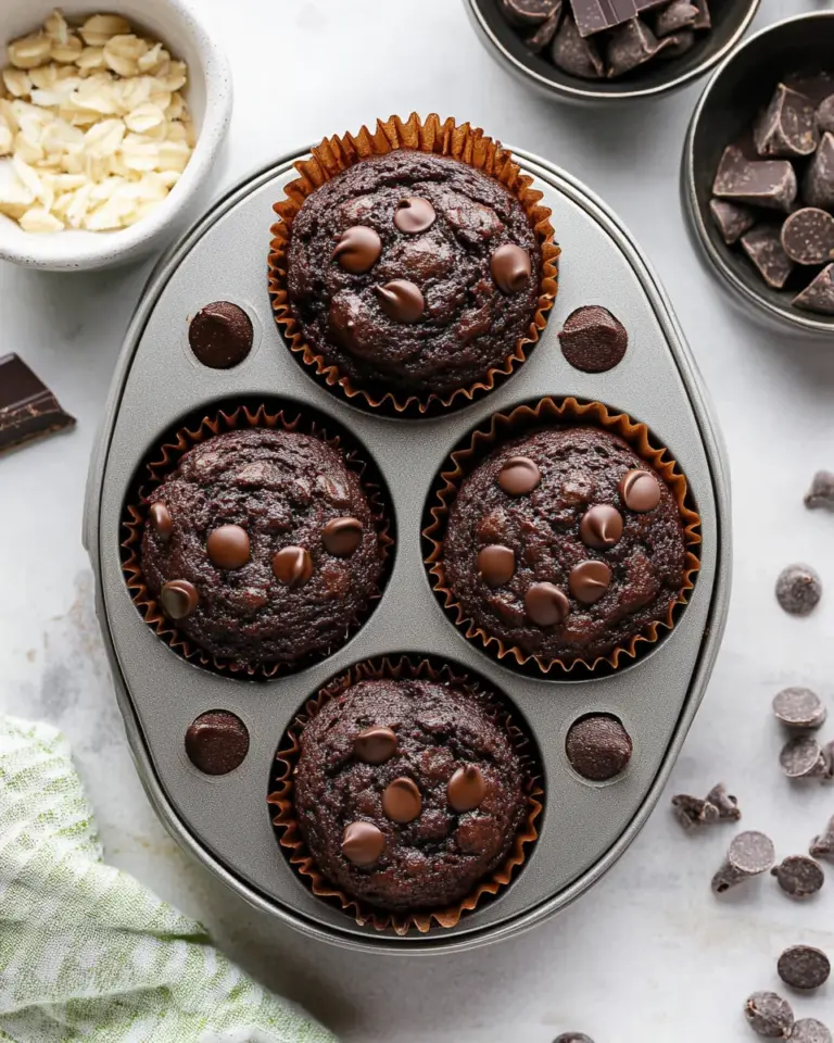Healthy & Moist Chocolate Zucchini Muffins