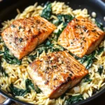 One Skillet Salmon with Lemon Orzo