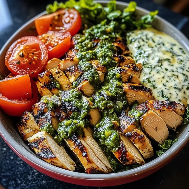 Chimichurri Grilled Chicken Bowl with Garlic Sauce