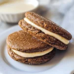 Ginger Molasses Sandwich Cookies with Eggnog Frostings