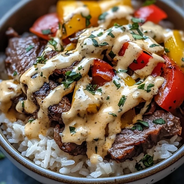 High Protein Philly Cheesesteak Rice Bowls