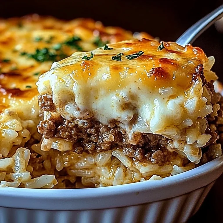 French Onion Ground Beef and Rice Casserole