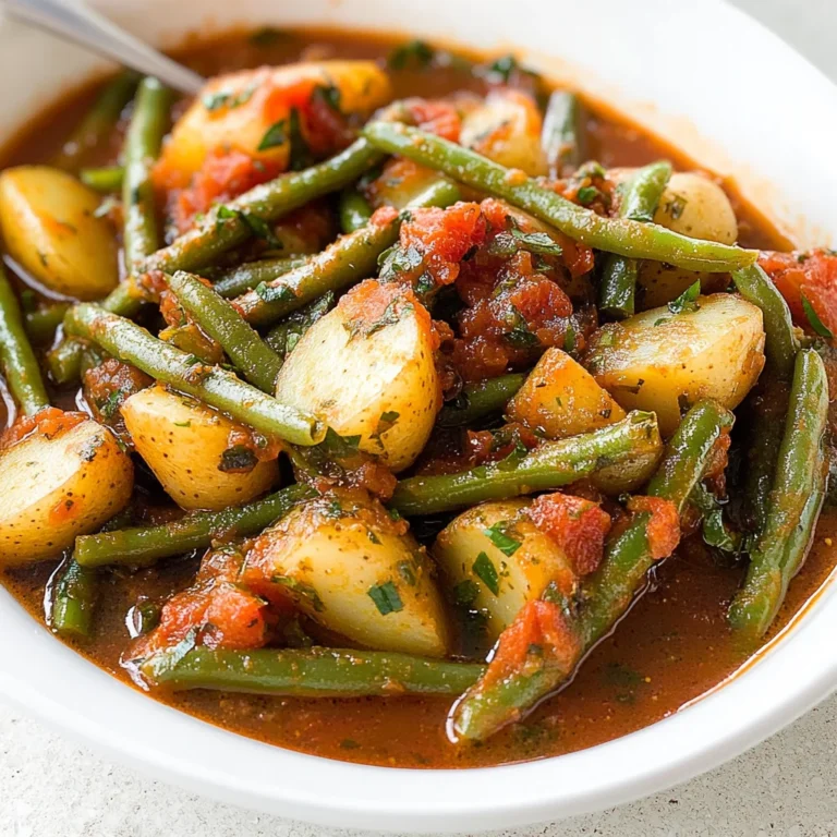 Mediterranean Braised Green Beans with Potatoes and Basil