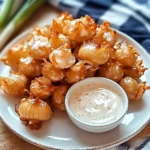 Bite-Sized Blooming Onions with Buttermilk Ranch Dip Delight