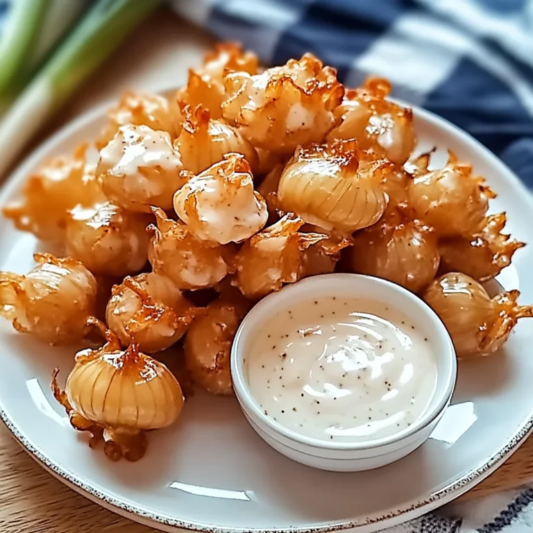 Bite-Sized Blooming Onions with Buttermilk Ranch Dip Delight