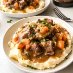 Fall Apple Cider Stew over Mashed Potatoes