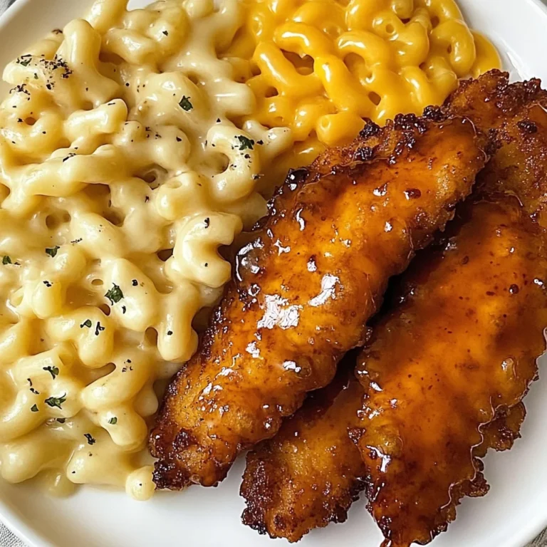 Hot Honey Chicken Tenders with Baked Mac and Cheese
