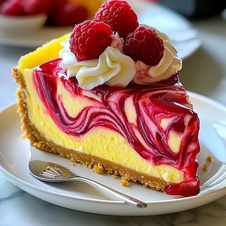 Luscious Lemon Raspberry Swirl Cheesecake