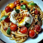 Pâtes au Soleil: Burrata, Tomates Confites et Pignons