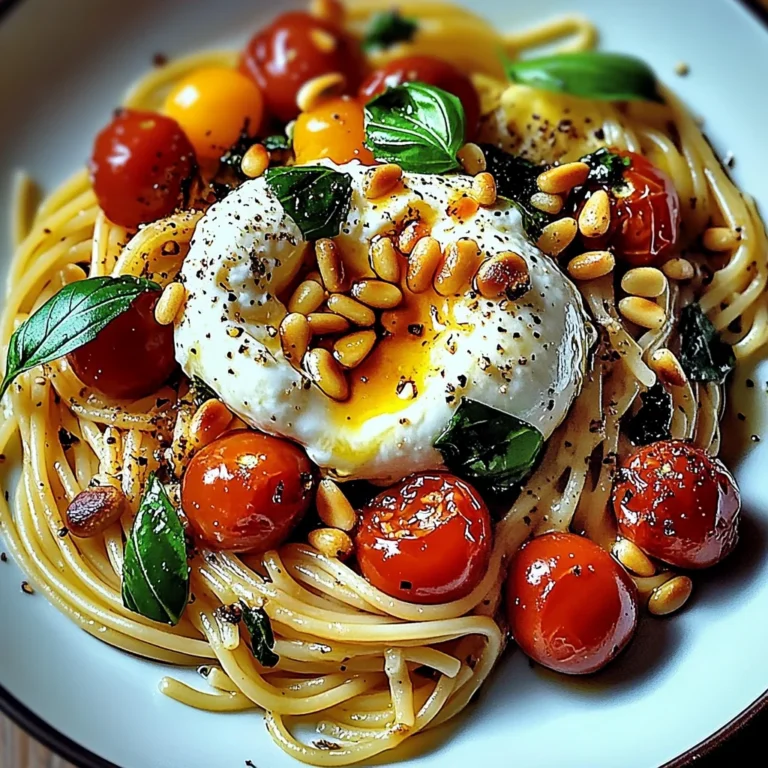 Pâtes au Soleil: Burrata, Tomates Confites et Pignons